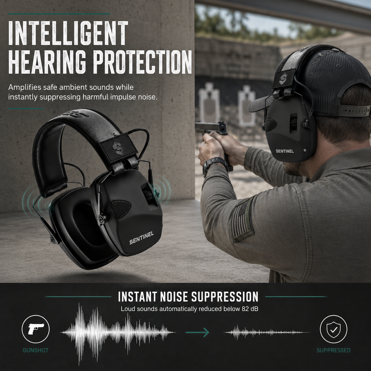 Sentinel Electronic Hearing Protection Earmuffs