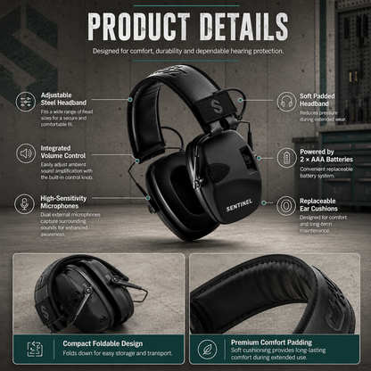 Sentinel Electronic Hearing Protection Earmuffs