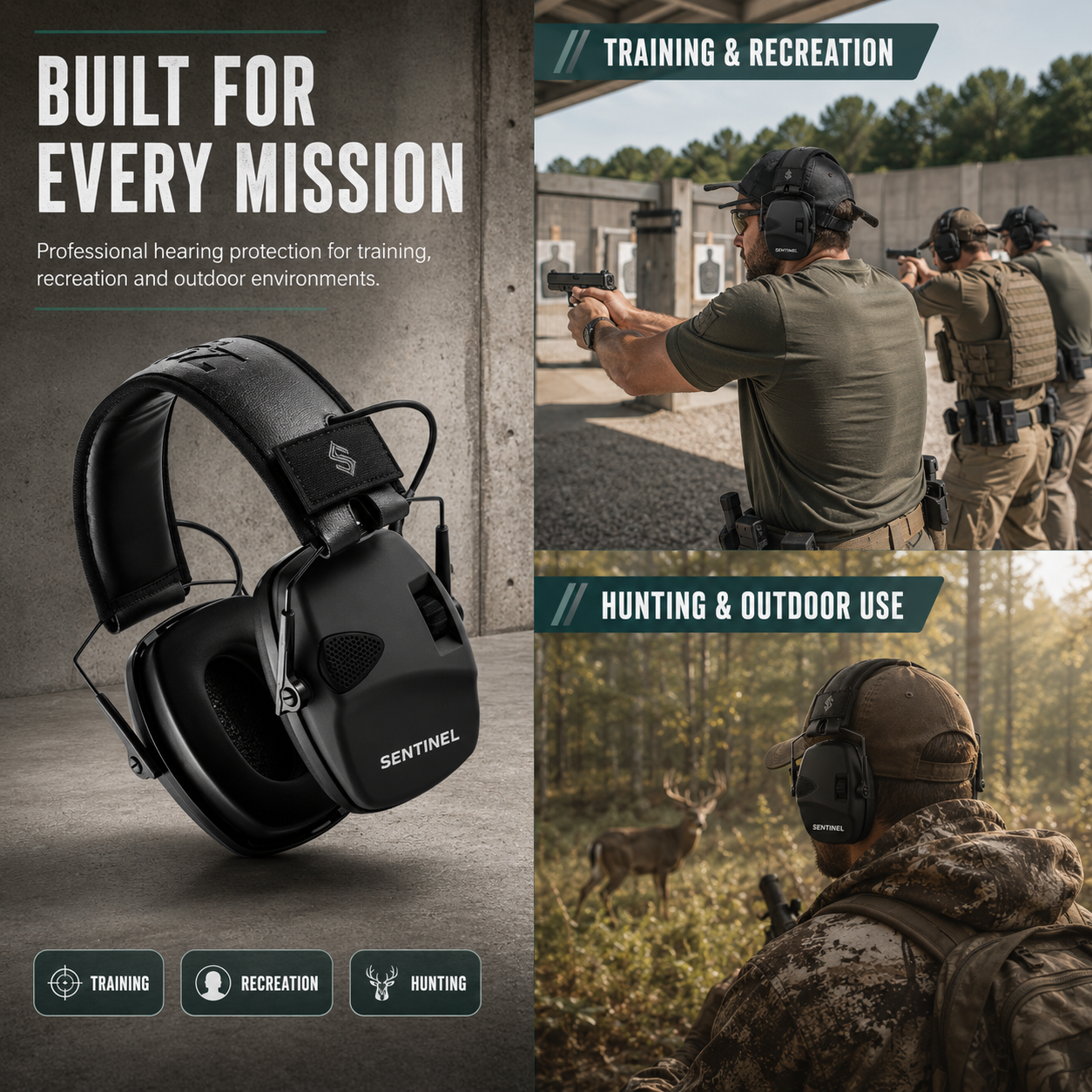 Sentinel Electronic Hearing Protection Earmuffs