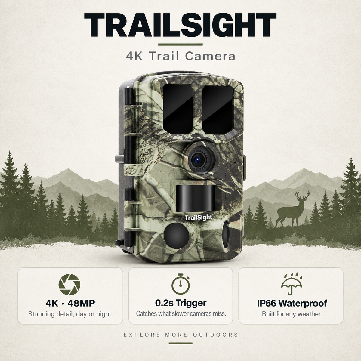 TrailSight Trail Camera 4K 48MP